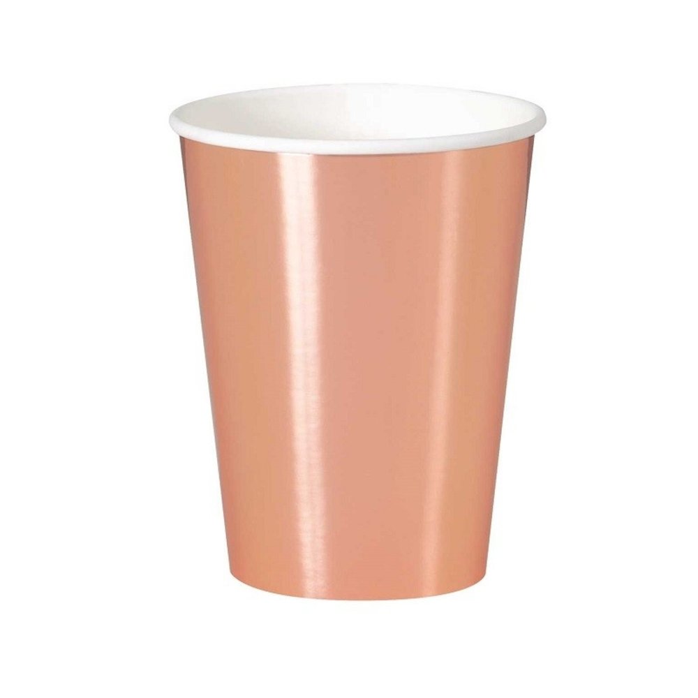 Unique Party Rose Gold Metallic Cups 350ml | 8 pieces