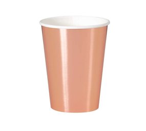 Unique Party Bekers Rose Goud Metallic 350ml | 8 stuks Unique Party Bekers Rose Goud Metallic 350ml | 8 stuks