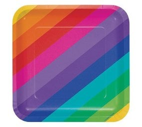 Assiette aux couleurs de l'arc-en-ciel 23 cm | 8 pièces