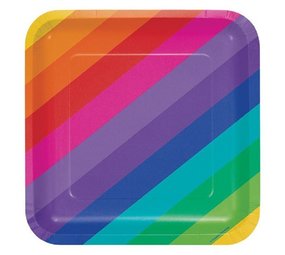 Bord Regenboog kleuren 23cm | 8 stuks Bord Regenboog kleuren 23cm | 8 stuks