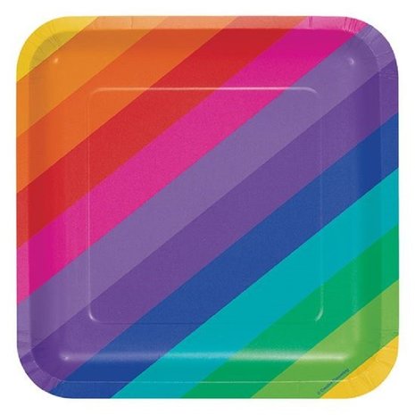 Bord Regenboog kleuren 23cm | 8 stuks Bord Regenboog kleuren 23cm | 8 stuks