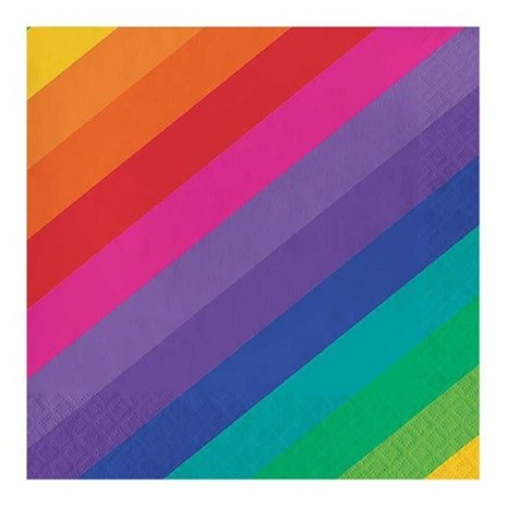 Creative Converting Servet Regenboog kleuren 33x33cm | 16 stuks Creative Converting Servet Regenboog kleuren 33x33cm | 16 stuks
