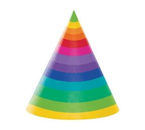 Creative Converting Regenbogenfarbene Hüte | 8 Stück