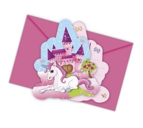 Procos Party Unicorn Castle Invitations 10x12cm | 6 pieces