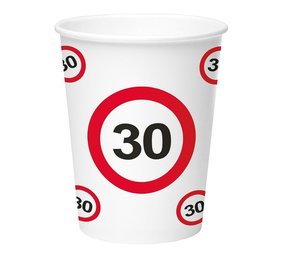 Folat 30 Years Traffic Sign Cups 350ml | 8 pieces