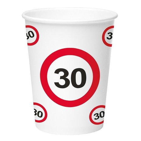 Folat 30 Jahre Verkehrsschild-Becher 350 ml | 8 Stück