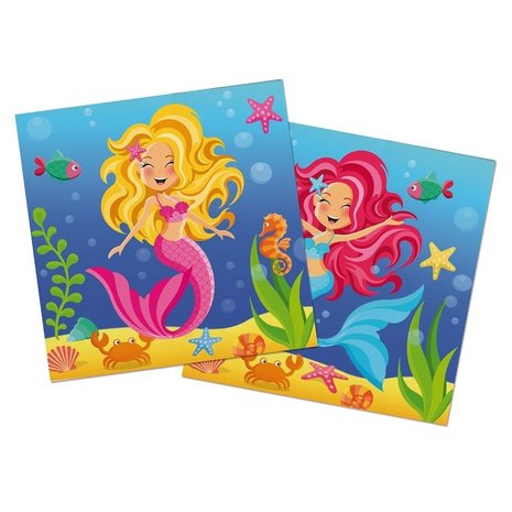 Folat Serviettes de table sirène 33 x 33 cm | 20 pièces