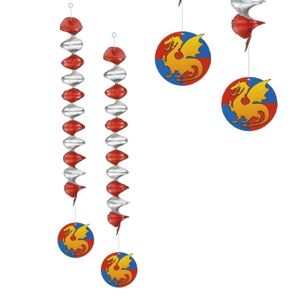 Boland Décoration suspendue Dragon en spirales 60 cm | 2 pièces