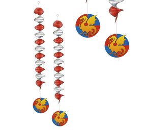 Boland Draak Hangdecoratie Swirls 60cm | 2 stuks