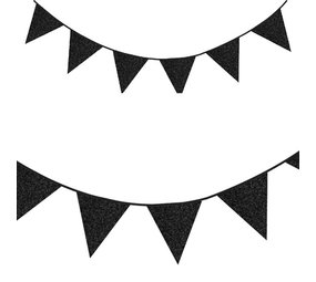Black glitter flag garland | 6 meters
