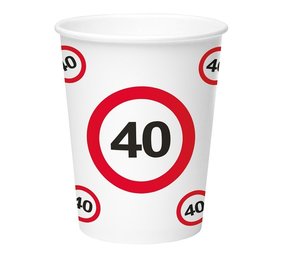 40 Years Traffic Sign Cup Cardboard | 8 pieces
