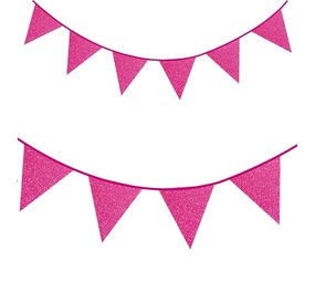 Folat Guirlande de fanions fuchsia pailletés | 6 mètres