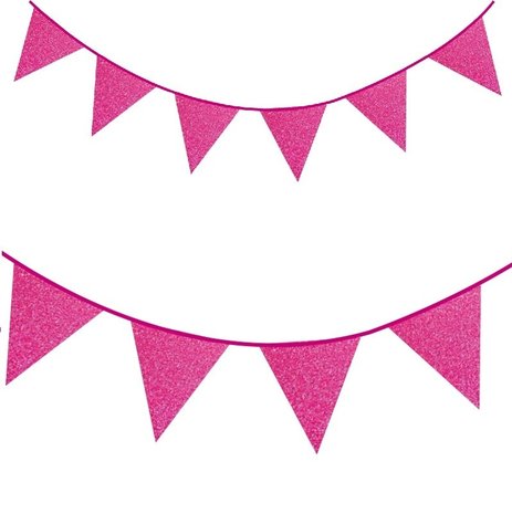 Folat Guirlande de fanions fuchsia pailletés | 6 mètres
