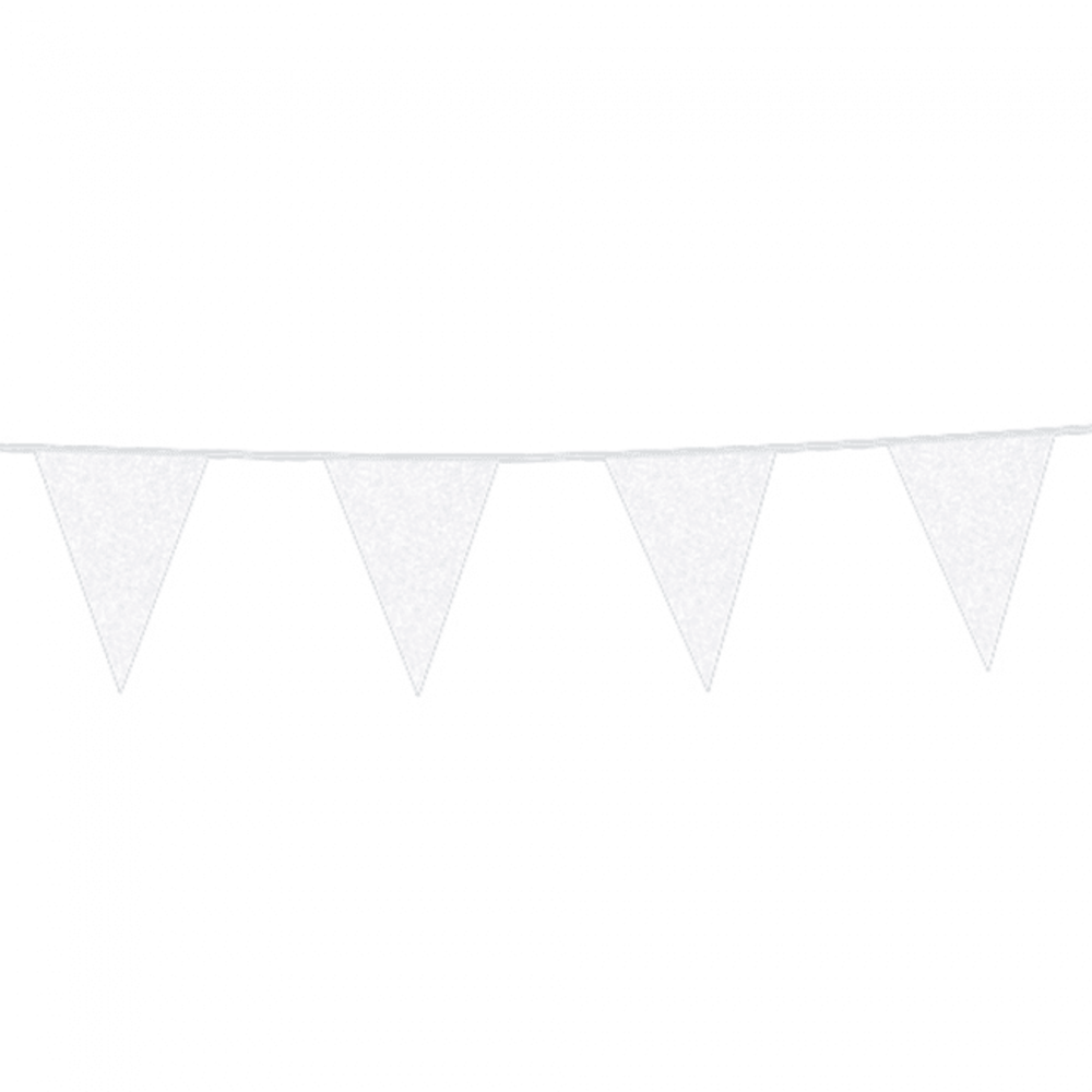 WeFiesta Guirlande de fanions en carton blanc pailleté | 6 mètres