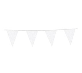 WeFiesta White cardboard glitter flag garland | 6 meters