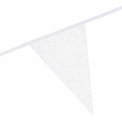 WeFiesta Guirlande de fanions en carton blanc pailleté | 6 mètres