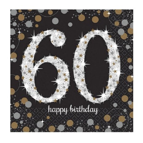 Riethmüller Servietten „60 Jahre Glitzerndes Gold“, 33 x 33 cm | 16 Stück