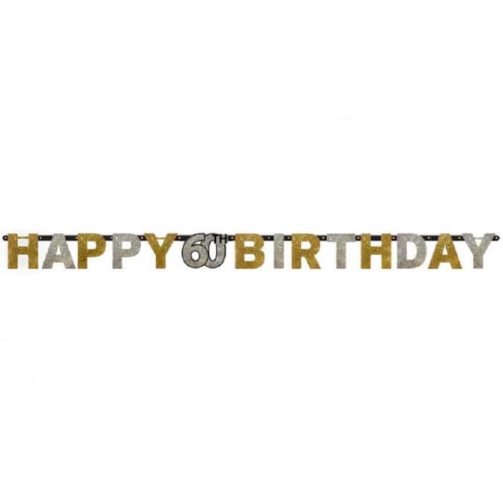 Riethmüller Guirlande de lettres 60 ans Or scintillant 213 x 16 cm | à l'unité