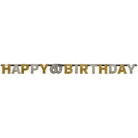 Riethmüller Guirlande de lettres 60 ans Or scintillant 213 x 16 cm | à l'unité