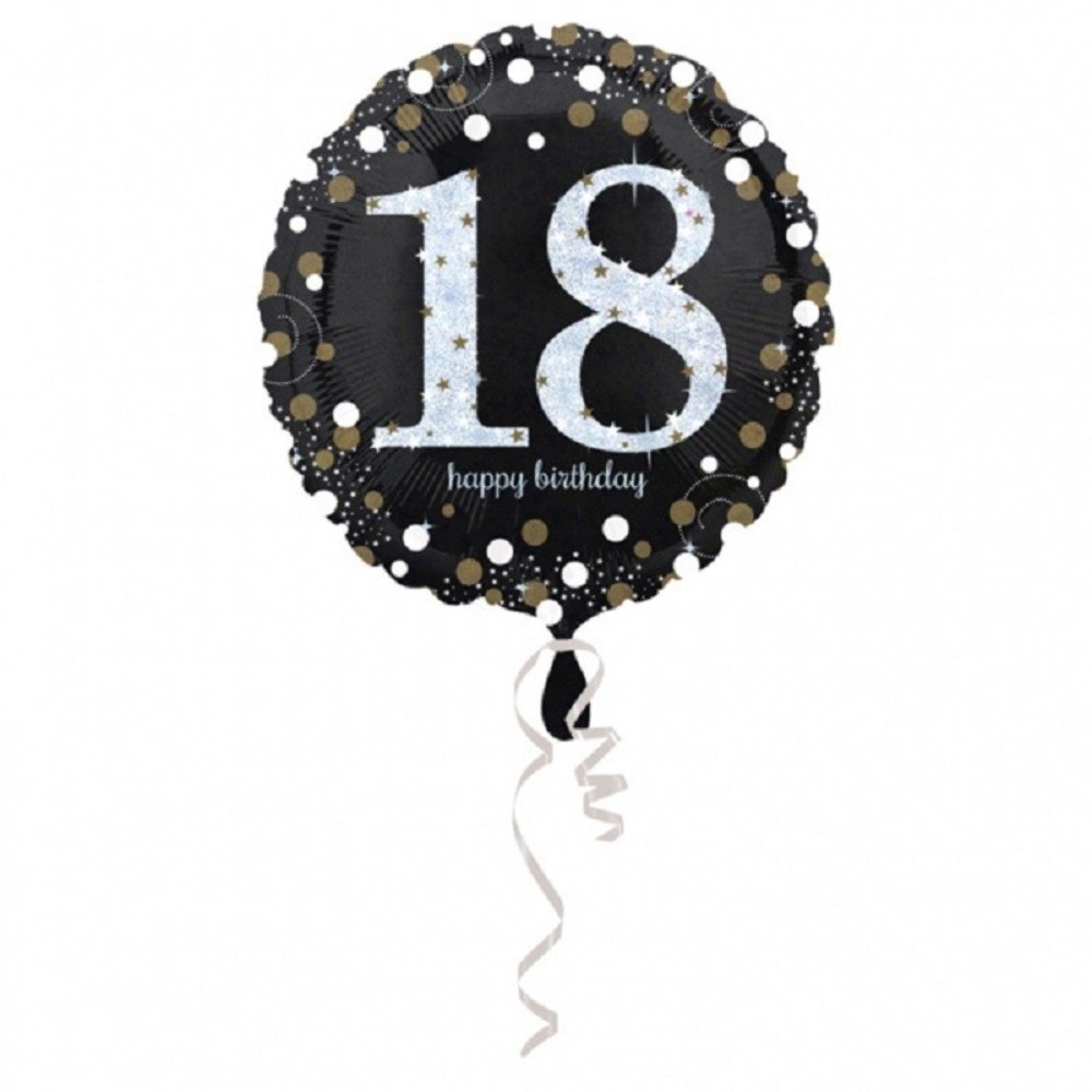 Anagram Helium Balloon 18 Years Sparkling Gold Empty 45cm | per piece