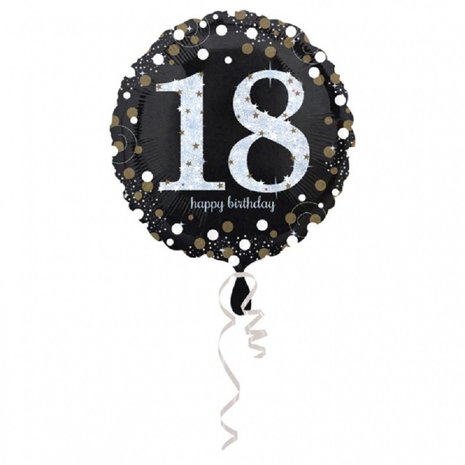 Anagram Heliumballon „18 Jahre“, funkelndes Gold, leer, 45 cm | pro Stück