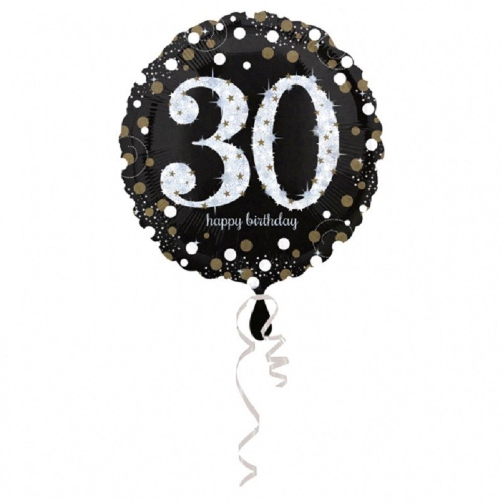 Anagram Helium Balloon 30 Years Sparkling Gold Empty 45cm | per piece