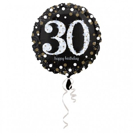 Anagram Helium Balloon 30 Years Sparkling Gold Empty 45cm | per piece