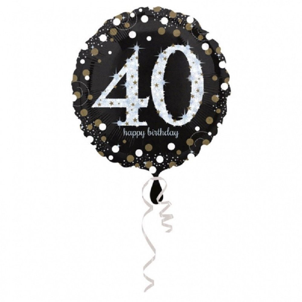 Anagram Helium Ballon 40 jaar Sparkling Goud Leeg 45cm | per stuk