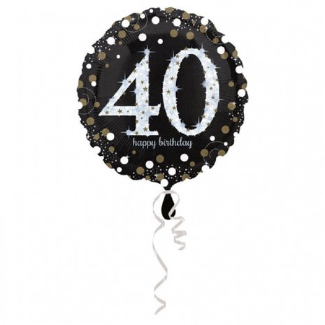 Anagram Heliumballon „40 Jahre“ – Funkelndes Gold, leer, 45 cm | pro Stück