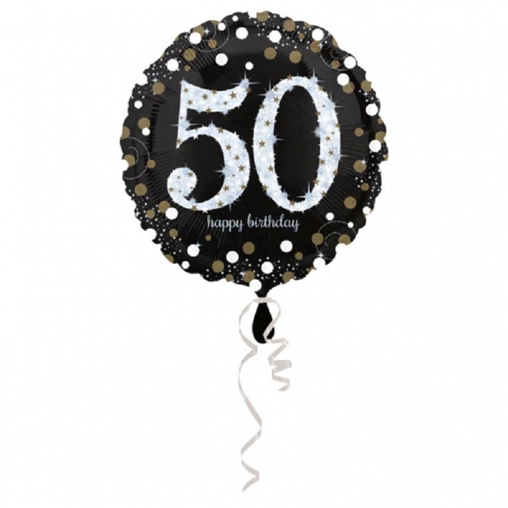 Anagram Heliumballon „50 Jahre“ – Funkelndes Gold, leer, 45 cm | pro Stück