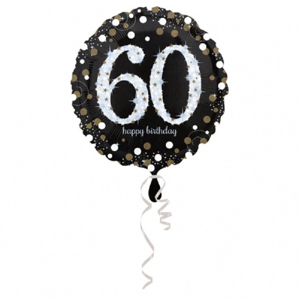 Anagram Helium Balloon 60 Years Sparkling Gold Empty 45cm | per piece