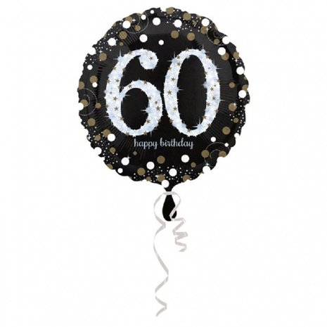 Anagram Heliumballon „60 Jahre“ – Funkelndes Gold, leer, 45 cm | pro Stück