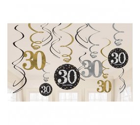 Riethmüller Decoratie Swirl 30 Jaar Sparkling Goud 61cm | 12 stuks Riethmüller Decoratie Swirl 30 Jaar Sparkling Goud 61cm | 12 stuks