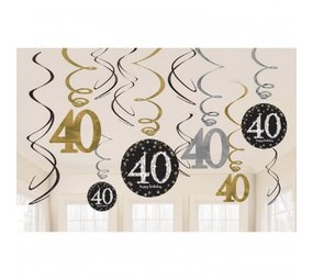 Riethmüller Decoration Swirl 40 Years Sparkling Gold 61cm | 12 pieces