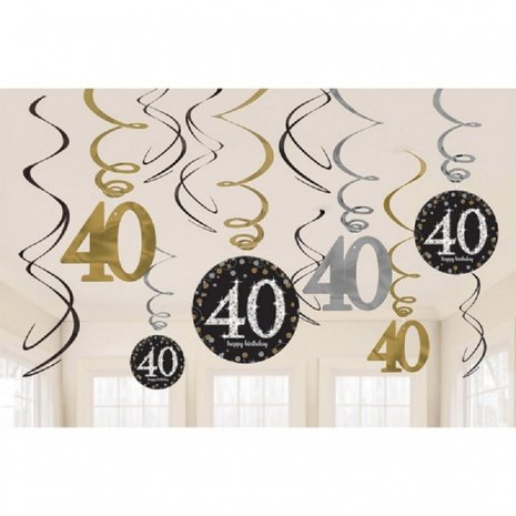 Riethmüller Decoration Swirl 40 Years Sparkling Gold 61cm | 12 pieces