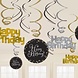 Riethmüller Dekorative Spirale „Happy Birthday“, funkelndes Gold, 61 cm | 12 Stück
