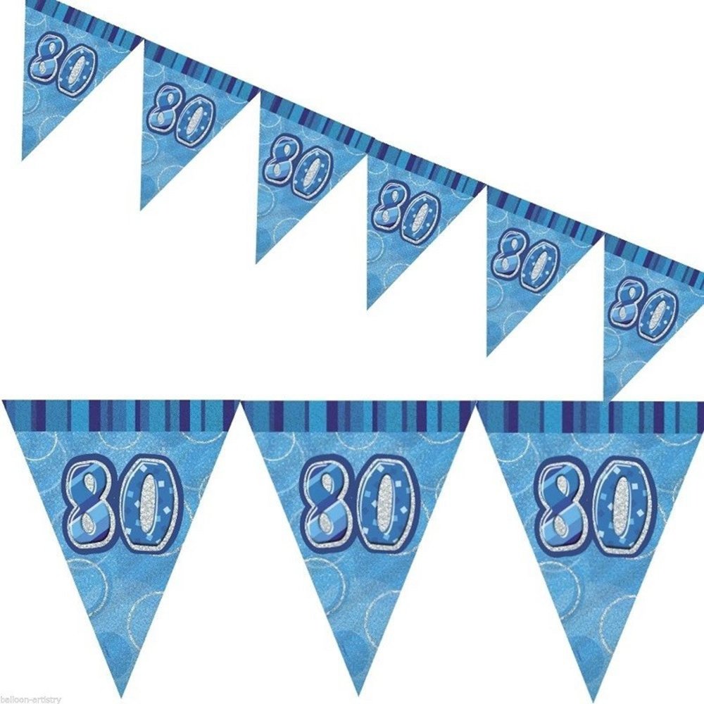 Glanz 80 Jahre Blaue Flaggengirlande