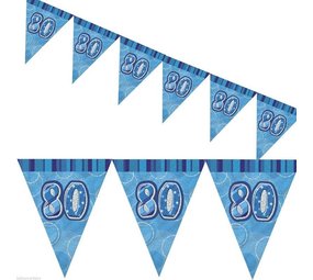 Vlaggen slinger Glitz 80 jaar blauw