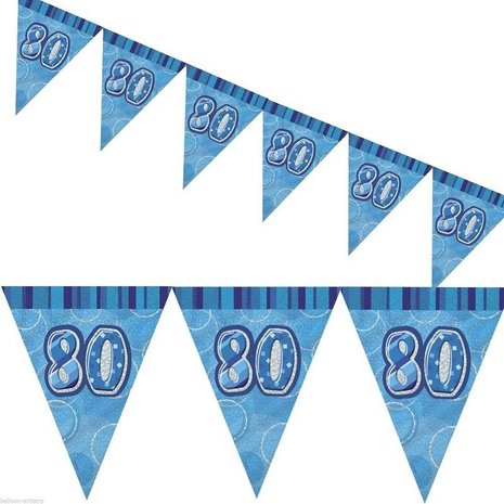 Guirlande Drapeau Bleu Glitz 80 ans