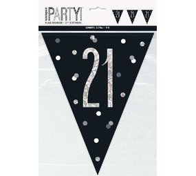 Flag Garland 21 Years Black Silver Glitz | 274cm