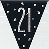 Flaggengirlande 21 Jahre Schwarz Silber Glitzer | 274 cm Flaggengirlande 21 Jahre Schwarz Silber Glitzer | 274 cm