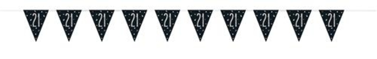 Flag Garland 21 Years Black Silver Glitz | 274cm