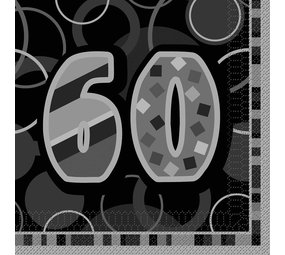 Unique Party Servet Glitz 60 jaar 33x33cm | 16 stuks Unique Party Servet Glitz 60 jaar 33x33cm | 16 stuks