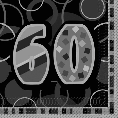 Unique Party Glitz 60th Birthday Napkin 33x33cm | 16 pieces