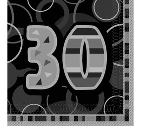 Unique Party Serviettes de table 30 ans Glitz Noir 33x33cm | 16 pièces