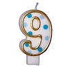 Haza - Witbaard Bougie chiffre 9 pois bleus 8,5 cm | à l’unité Haza - Witbaard Bougie chiffre 9 pois bleus 8,5 cm | à l’unité