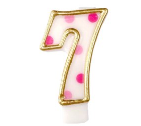 Haza - Witbaard Bougie 7 rose moucheté