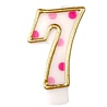 Haza - Witbaard Number 7 Candle Pink Dots 8.5 cm | per piece
