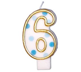 Haza - Witbaard Kaars 6 gespikkeld blauw Haza - Witbaard Kaars 6 gespikkeld blauw