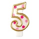 Haza - Witbaard Number 5 Candle Pink Dots 8.5 cm | per piece Haza - Witbaard Number 5 Candle Pink Dots 8.5 cm | per piece